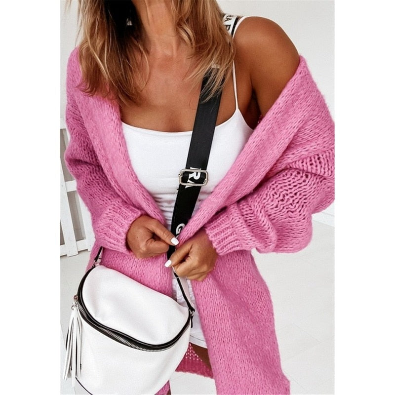 Street-wave Womens Cardigan Cozy Oversized Knit For Stylish Women Everyday Casual Chic