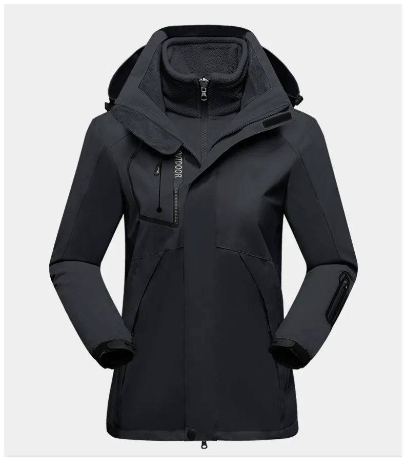 Street-Wave 3-In-1 Outdoor Jacket for Women with Fleece Inner Layer and Windproof Waterproof All-Weather Shell
