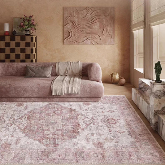 Eprolo Pink Vintage Nordic Style Rug Washable Non Slip