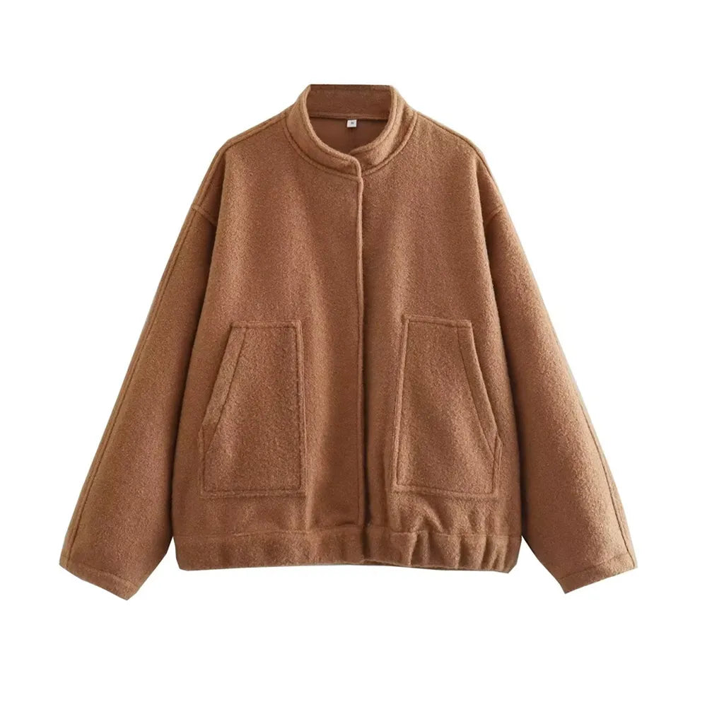 Street Wave Avelena Vintage Bomber Jacket For Women Soft Fleece Lined Comfort Everyday