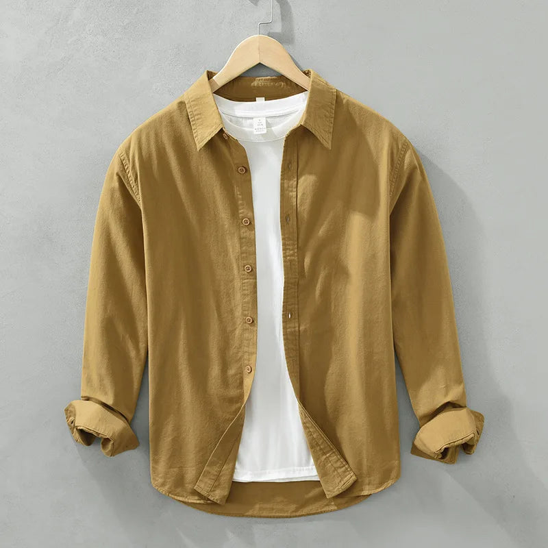 Street Wave Cotton Long Sleeve Shirt For Men Versatile