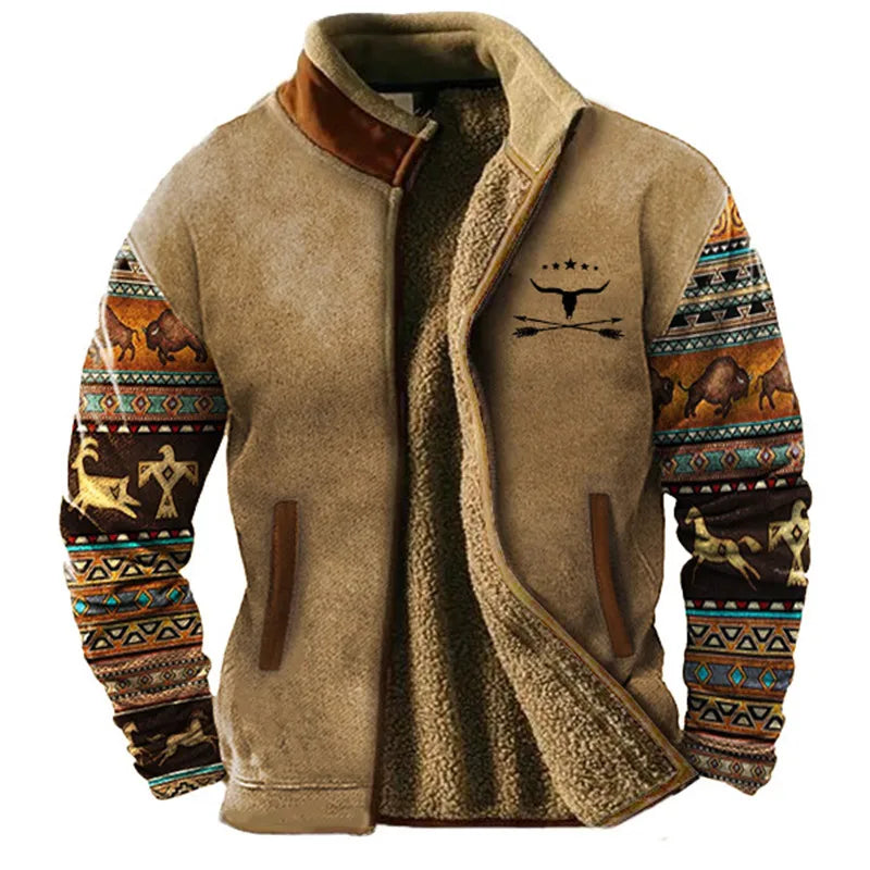 Sebastian Relaxed Fit Sherpa Lined Fleece Jacket For Men With Zipper And Pockets Color Block