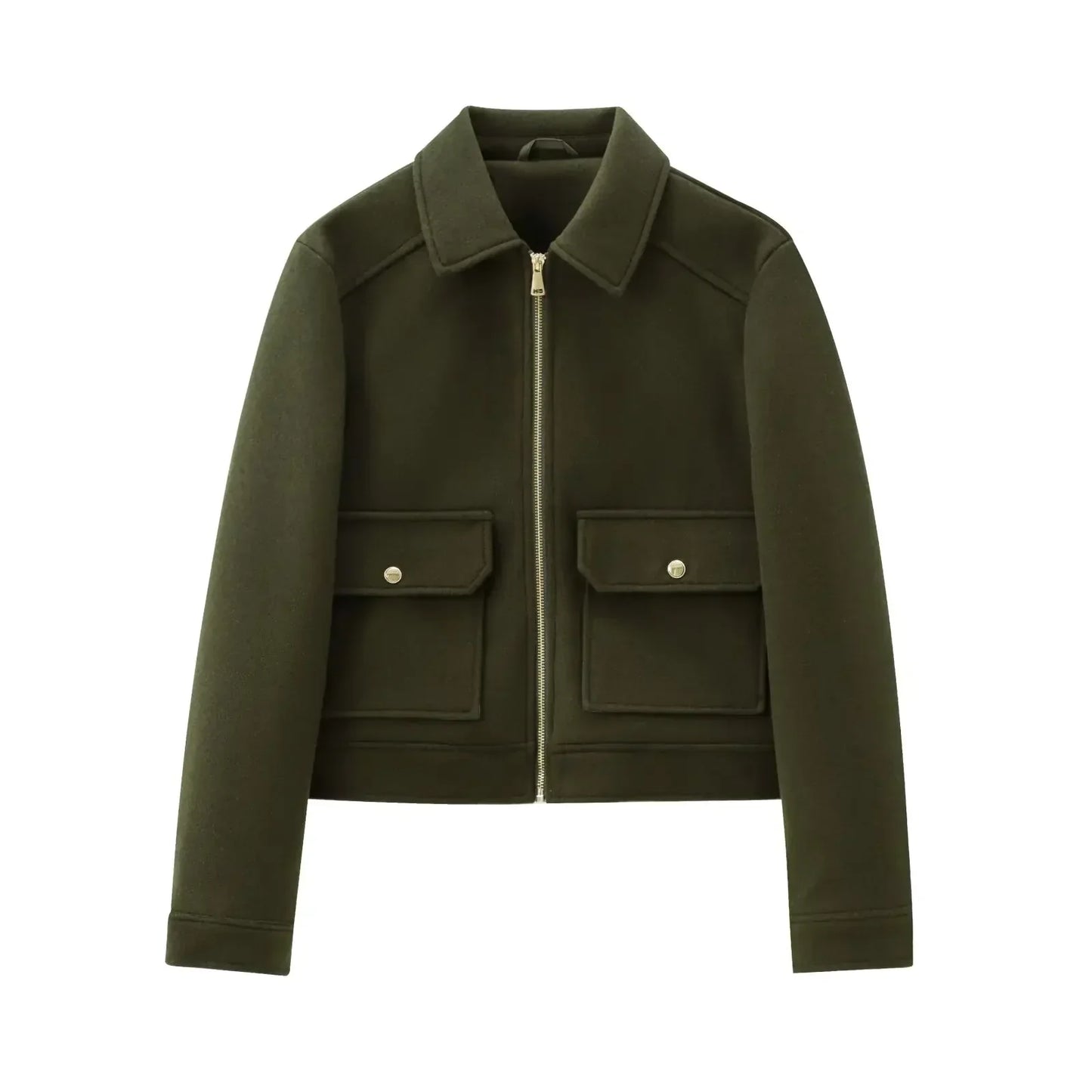 Street Wave Womens Wool Bomber Jacket Zippered Warmth Style