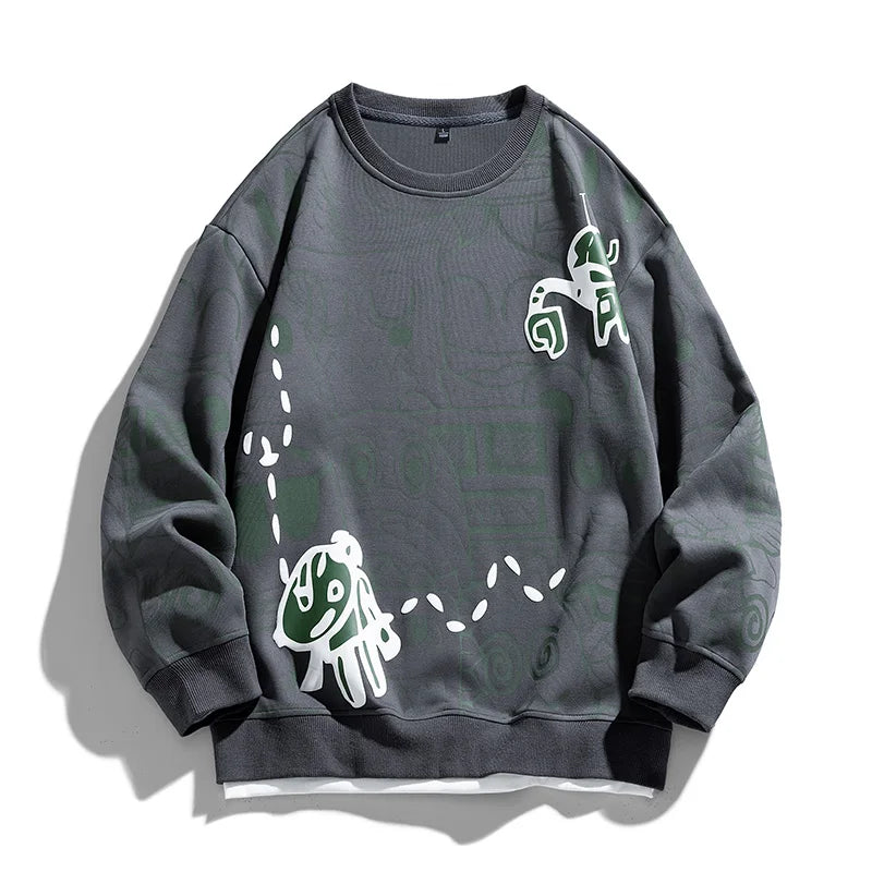 Rylan Cotton Streetwear Pullover Sweatshirt Unisex Relaxed Fit Breathable Classic Crewneck Design