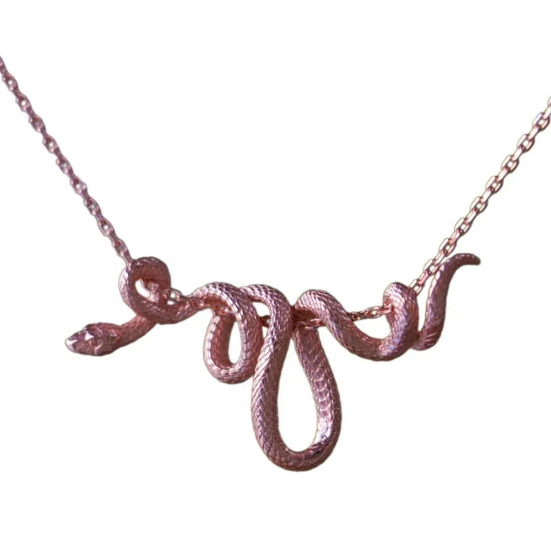 Serpent's Oath Viper Knot Necklace With Adjustable Chain Gold Tone Jewelry For Men Women Street-Wave