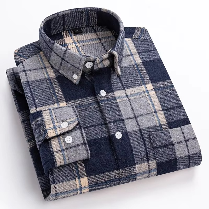 Street-Wave Men's Plus Size Plaid Long Sleeve Shirt 7XL 100 Percent Cotton with Single Chest Pocket