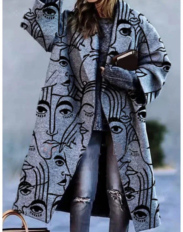 Street-wave Oversized Coat for Women, Color Block Design, Versatile Chic Comfort