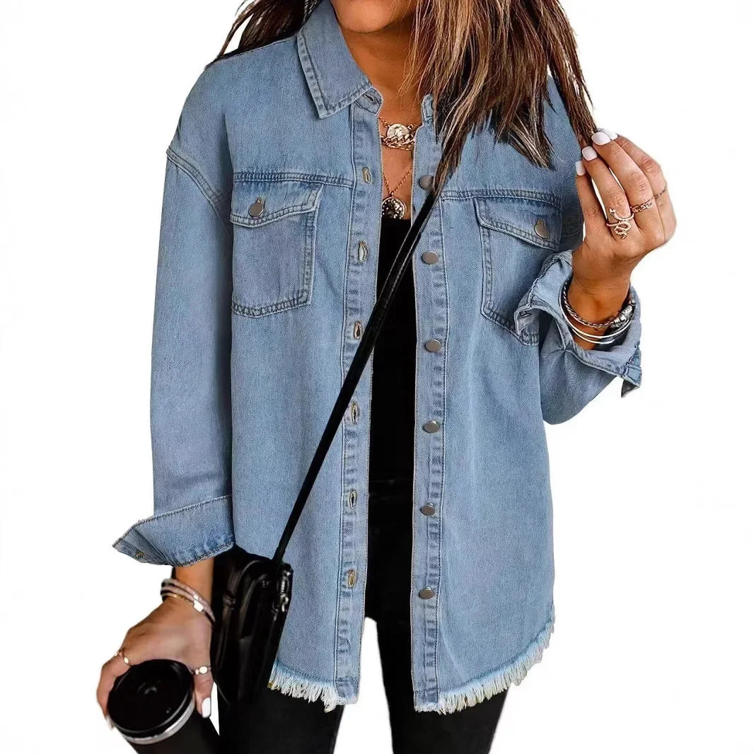Street Wave Sophia Denim Shirt Jacket Unisex Layering