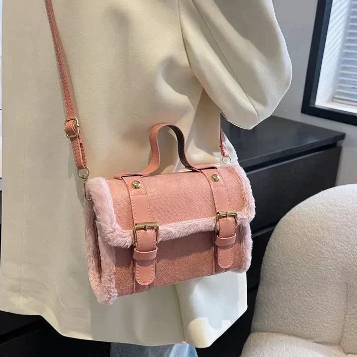 Street Wave Winter Crossbody Bag With Faux Fur Shearling Chic Everyday Companion For Women