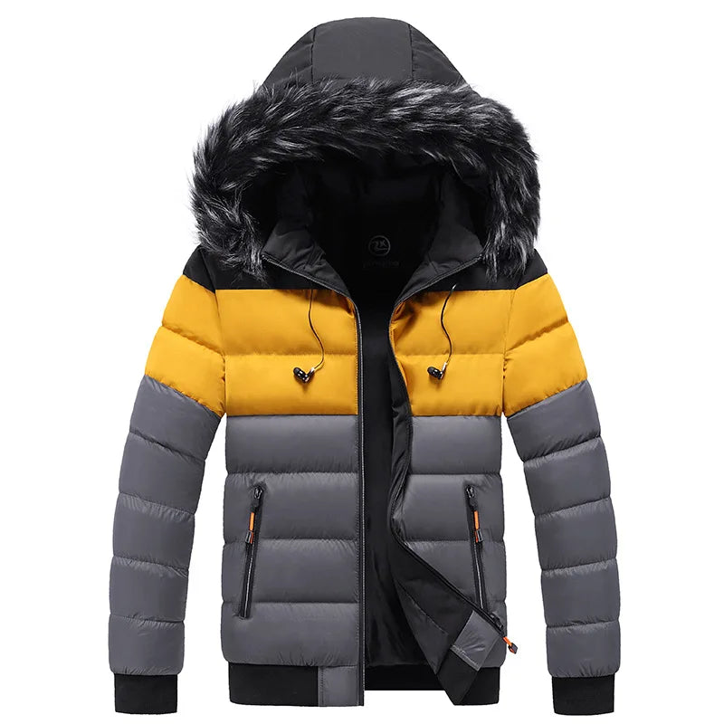 Street Wave Thermal Winter Parka For Men With Hood Fur Trim Warm Insulated Coat Pro