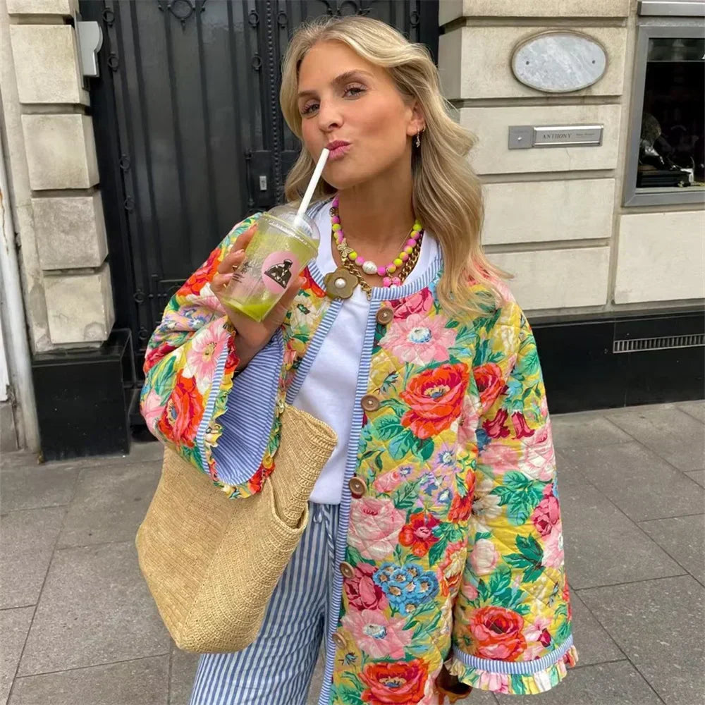 Streetwave Floral Cotton Jacket Multicolor Bold Print For Trendsetters Women Who Love Colorful Street Style