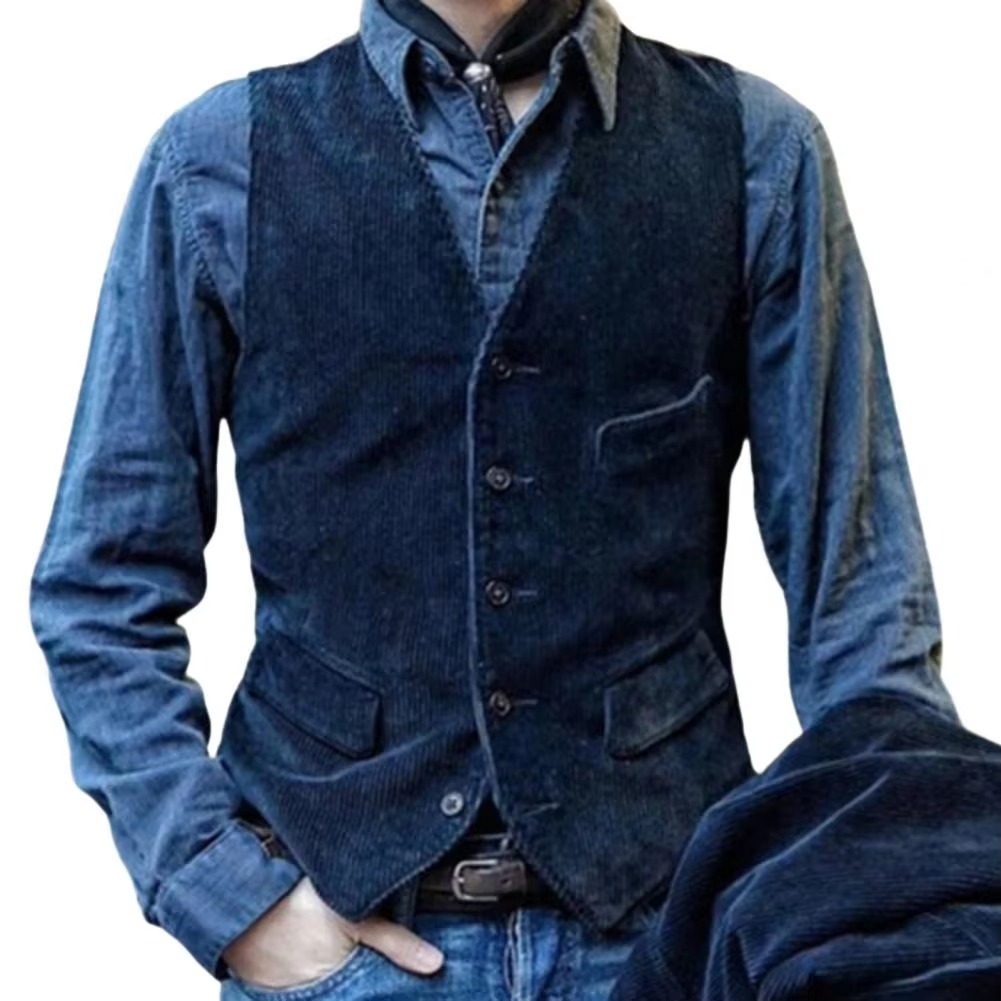 Street-Wave Olive Herringbone Tweed Slim Fit Vest V Neck Waistcoat For Business Or Wedding Classic Formal Style