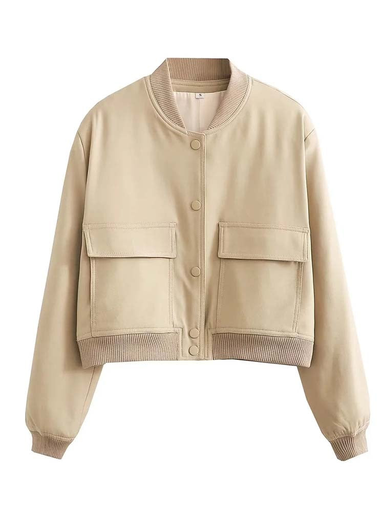 Street-wave Bomber Jacket With Zipper Detail For Women Modern Classic Streetwear