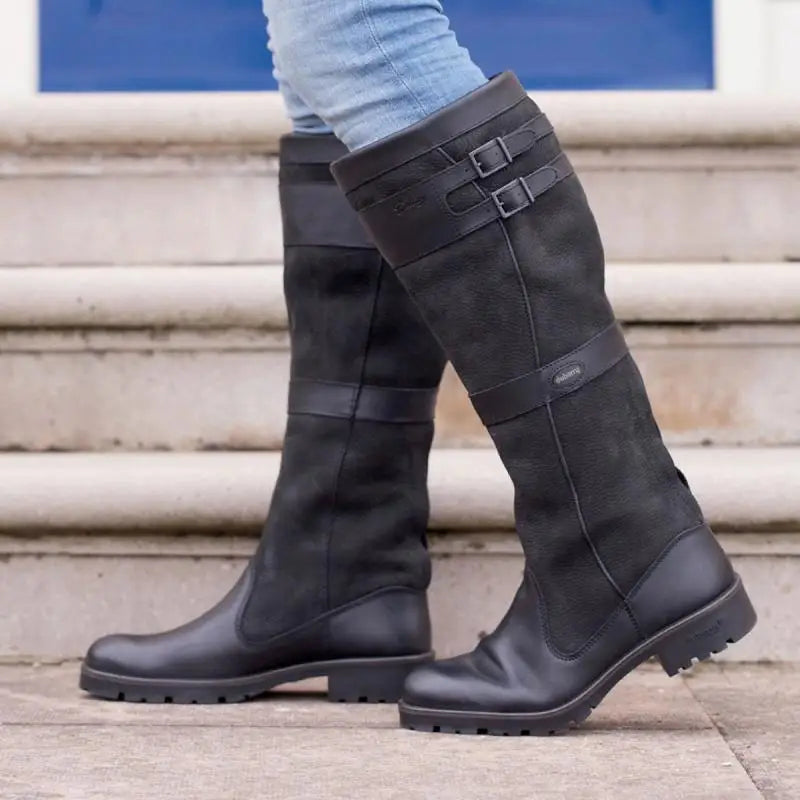 Street-wave Retro Leather Boots For Women Vintage High Heel Knee-High Fashion Timeless Elegance
