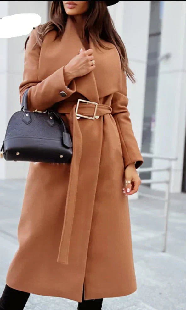 Streetwave Elegant Wool Coat With Belt For Women Timeless Style And Cozy Warmth Everyday