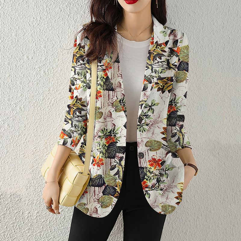 Street-Wave Floral Blazer for Women, Effortless Winter Chic, Comfortable Durable Outerwear