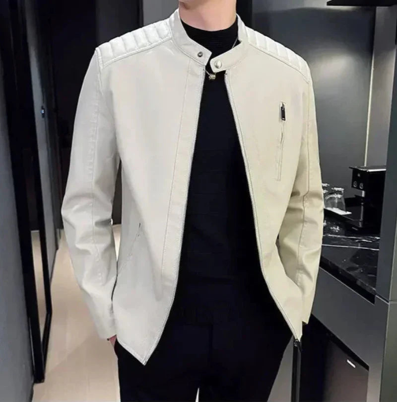 Street-Wave Matteo Urban PU Leather Jacket For Men Slim Fit With Zippered Pockets Lightweight Everyday Coat
