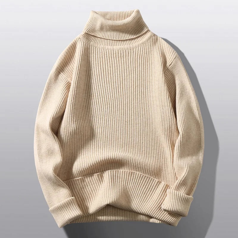 Street Wave Ribbed Rollneck Sweater Soft Warm For Layering Unisex Everyday Wear Cozy Knit Top