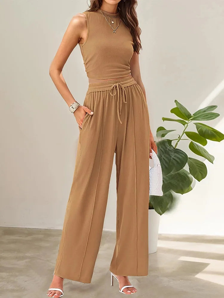 Street-Wave Lena Summer Two-Piece Pants Set Women Breathable