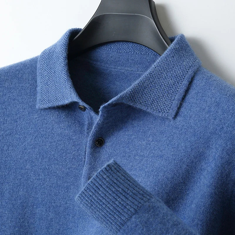 Street-Wave TrueWool 100 Percent Merino Polo Shirt Lightweight Breathable Classic Collar For Men Loose Fit