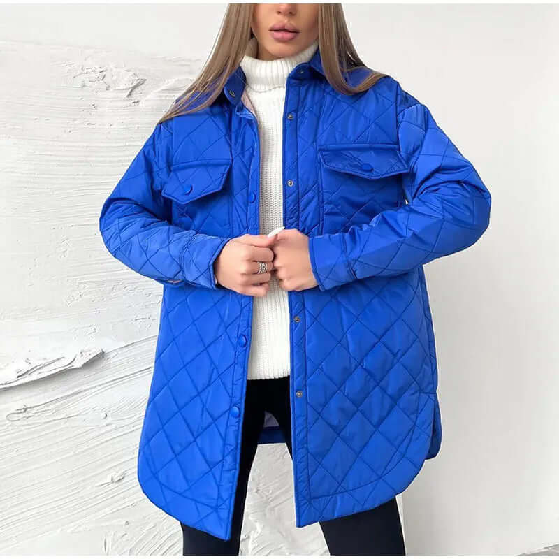 Street-wave Timeless Quilted Jacket for Women with Snap Button Closure and Adjustable Waist Belt