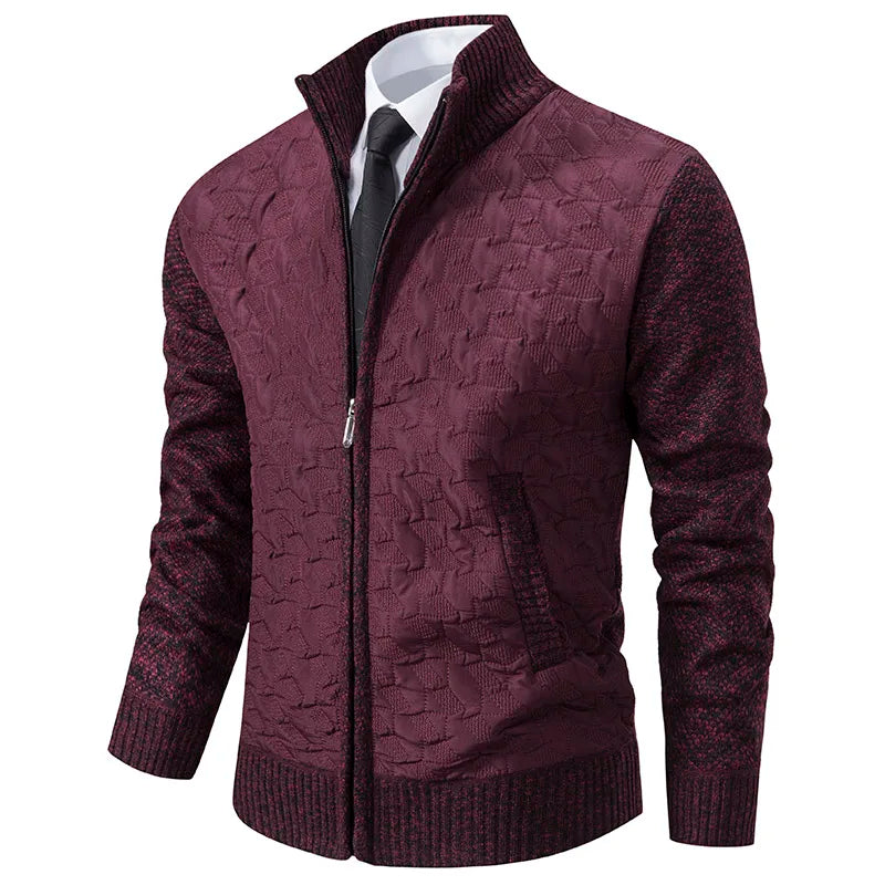 Street-Wave Padded Knit Jacket For Men Warm Front Quilted Design Modern Everyday Essential Versatile