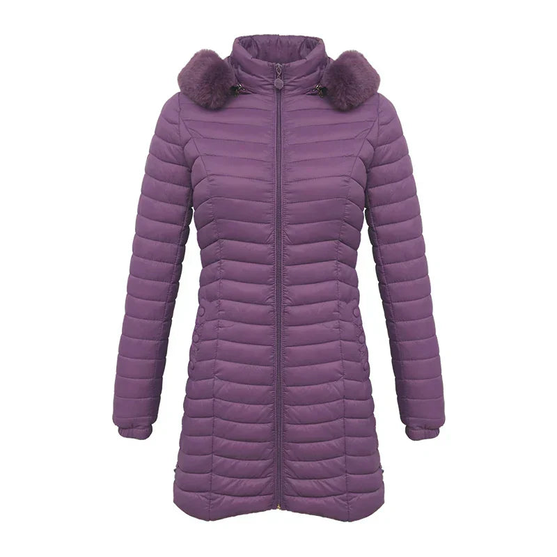 Street Wave Slim Fit Winter Puffer Jacket With Fur Hood For Women Stylish Warmth