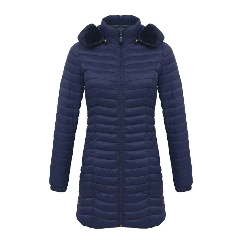 Street Wave Slim Fit Winter Puffer Jacket With Fur Hood For Women Stylish Warmth