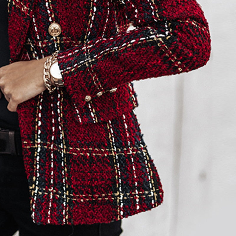 Street-Wave Women Karoblazer Elegant Boucle Plaid Blazer With Comfortable Fit For Women
