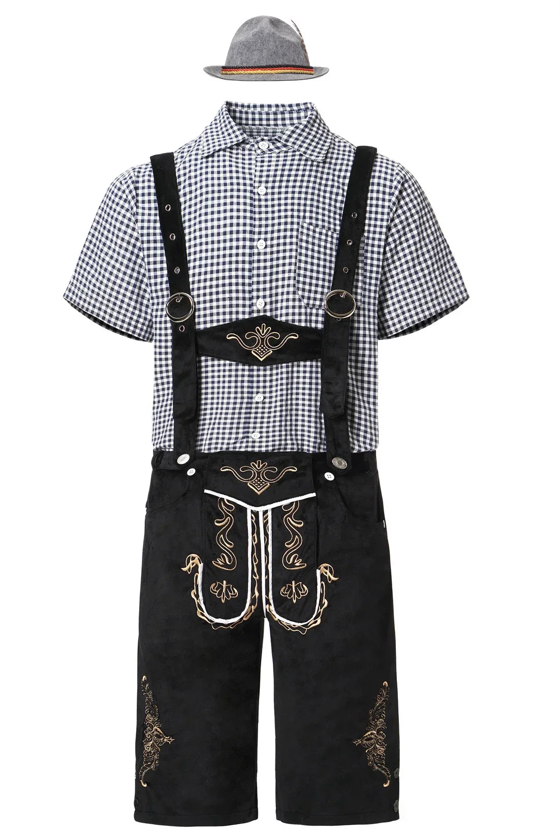 Street Wave Mens Faux Suede Lederhosen Traditional Fit With Adjustable Suspenders