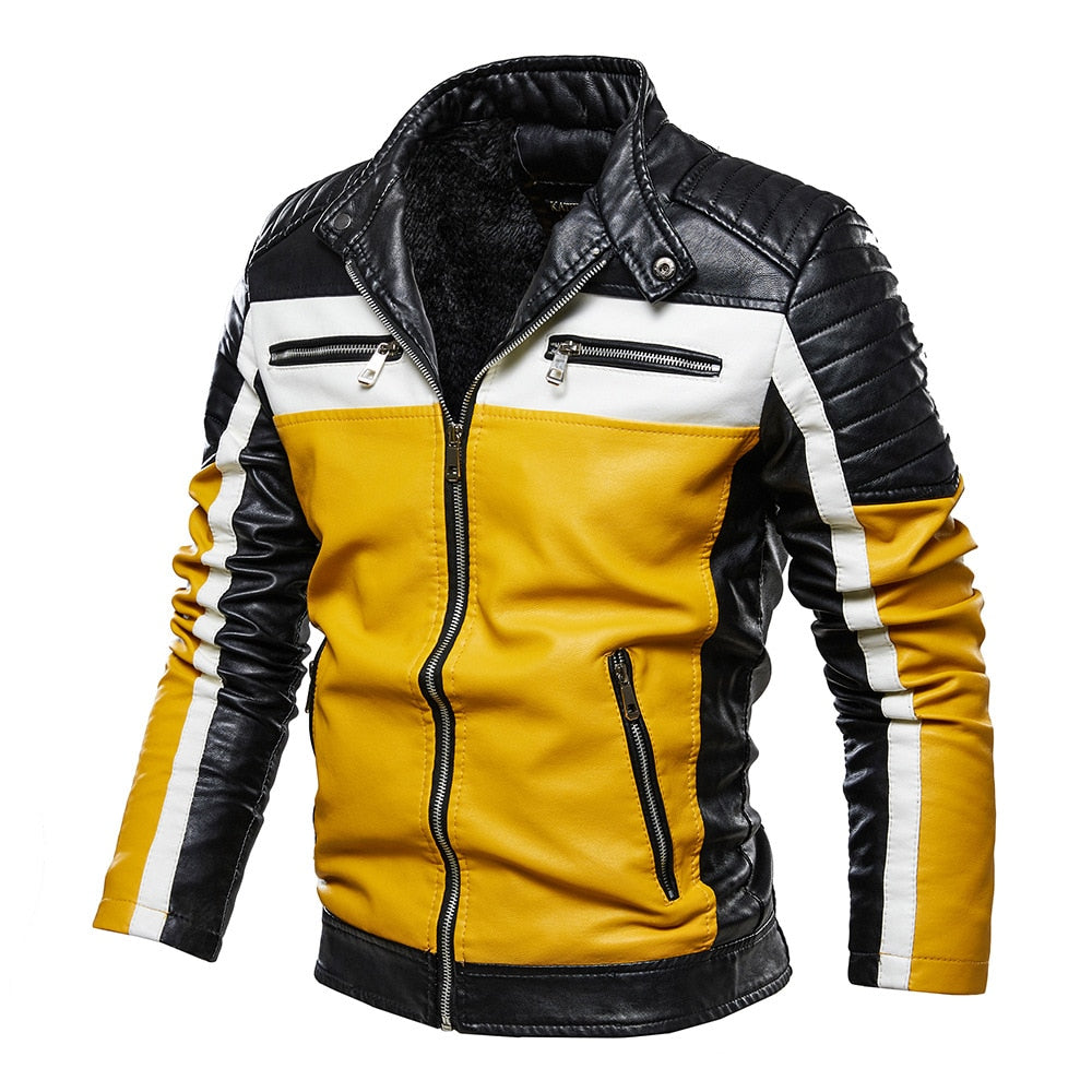 Street Wave Leather Jacket For Men Rio Classic Durable Biker Style With Multiple Pockets