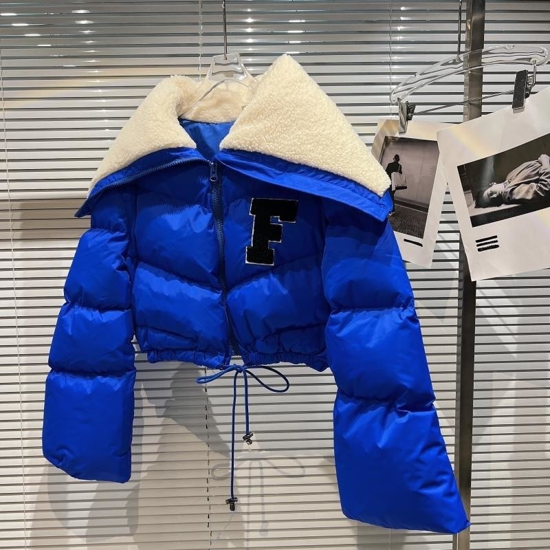Street-wave Cropped Puffer Parka For Women Lightweight Warmth With Drawstring Waist Soft Quilted Coat