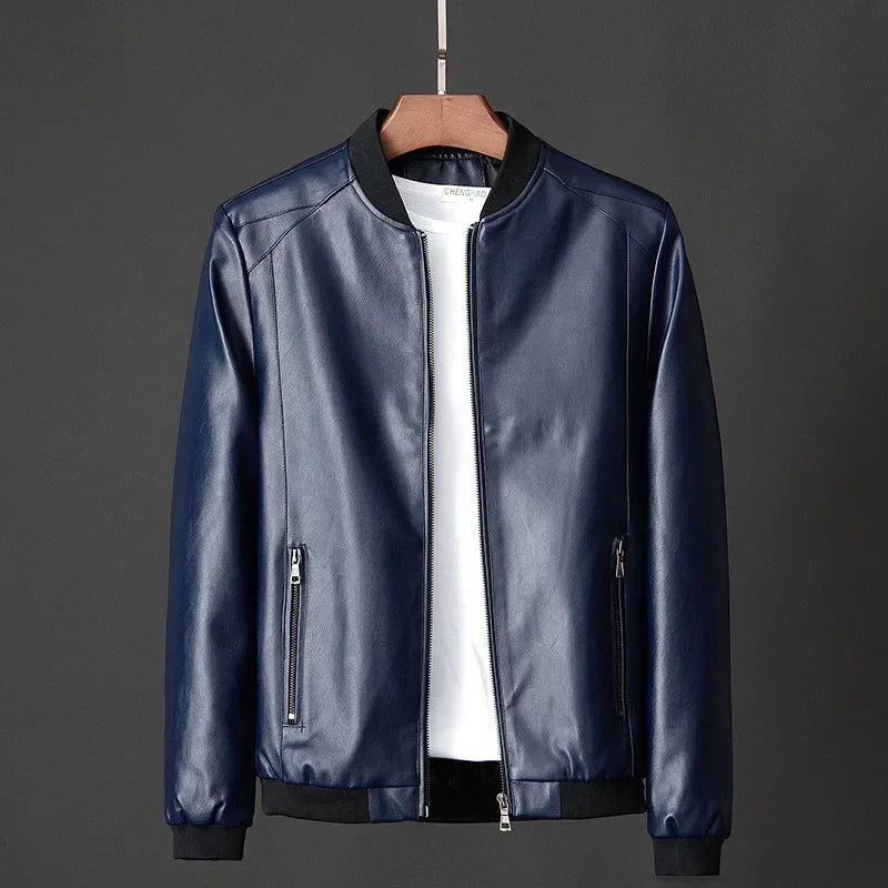 Street-Wave Leather Bomber Jacket For Men Premium Urban Style With Modern Silhouette