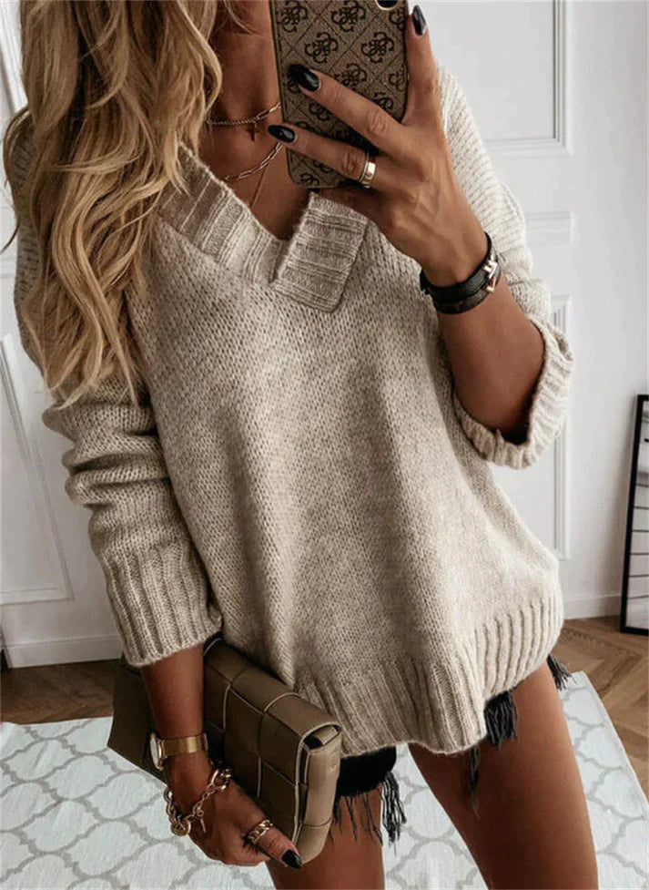 Streetwave Womens V Neck Knit Sweater Cozy Soft Pullover For Everyday Style Chic Wardrobe Essential