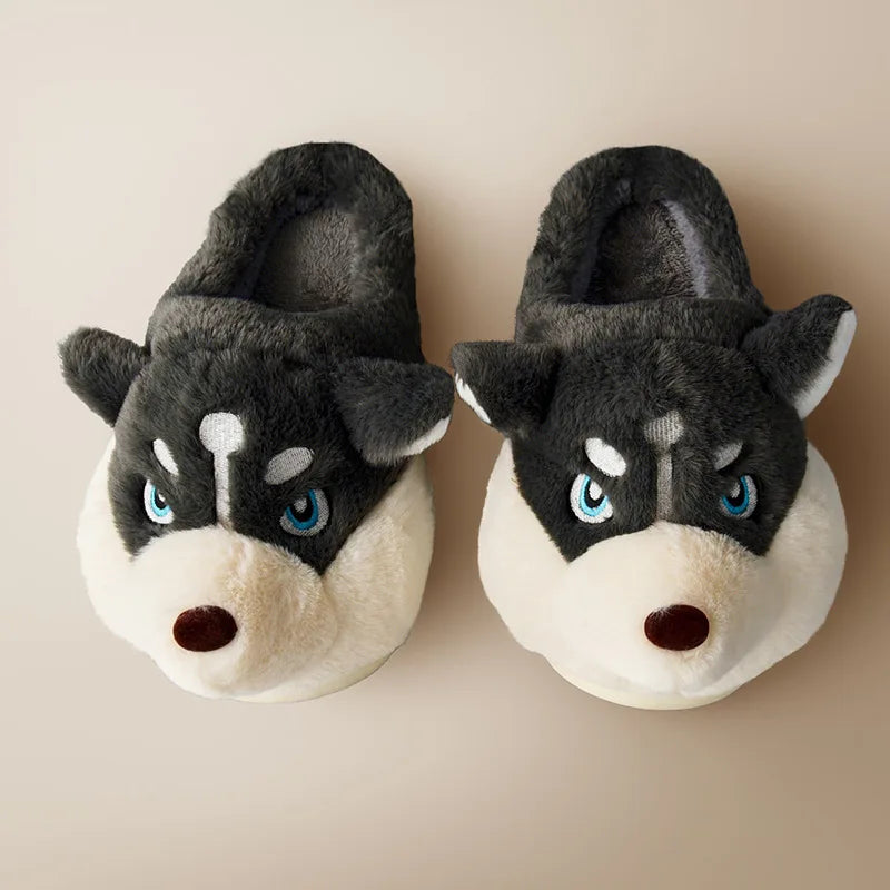 Street Wave Soft Plush Husky Slippers For Women Cozy Warm Home Comfort Indoor Wear