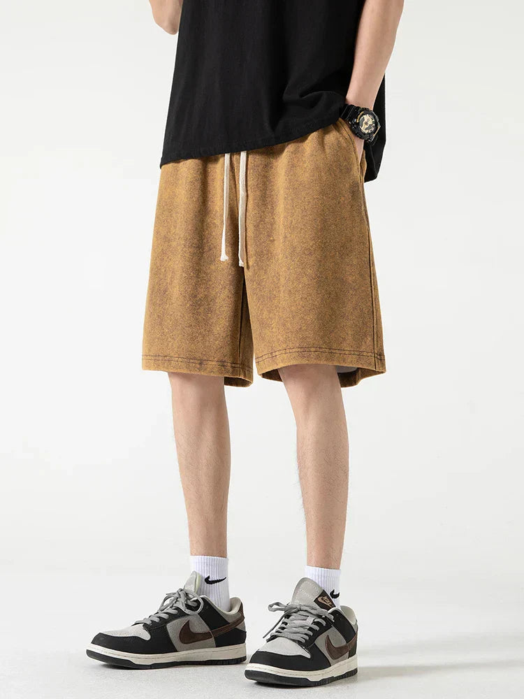 Street-Wave Nordic Flair Men's Relaxed Fit Cotton Blend Shorts With Elastic Waist Drawstring Closure