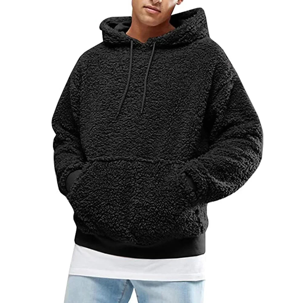 Streetwave Sherpa Hoodie With Soft Fleece Cozy Warmth Versatile Everyday Mens Outerwear