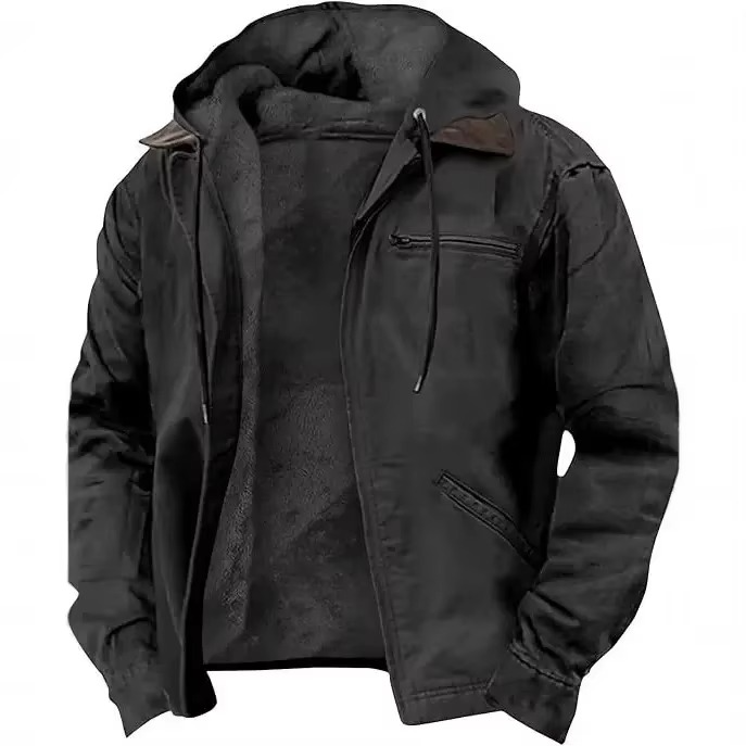 Men's Heavyweight Hooded Workwear Jacket Warm Durable Relaxed Fit for Fall and Winter