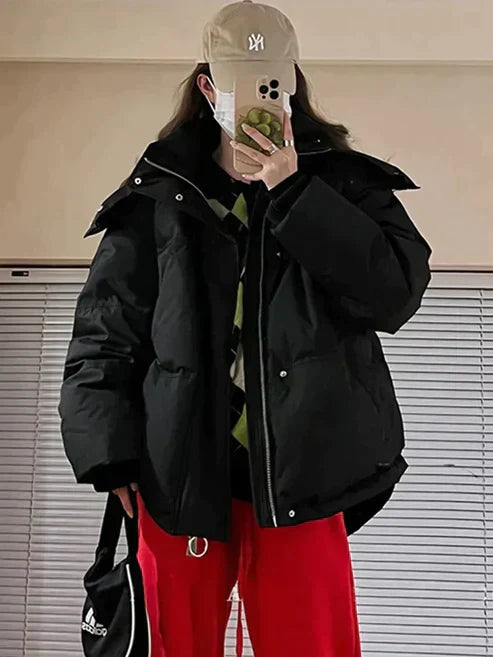 Streetwave Womens Padded Winter Jacket With Hood Thick Insulation And Zippered Pockets