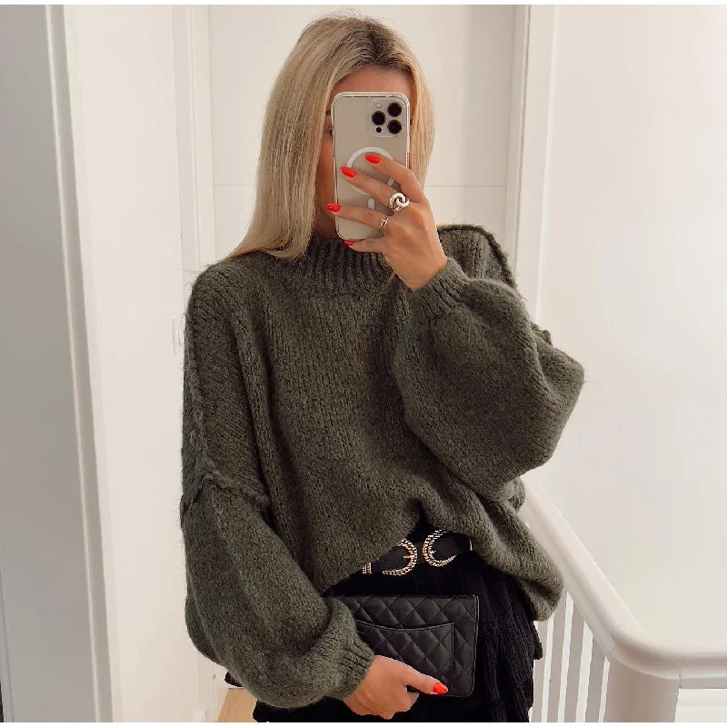 Street-wave Ultra Soft Oversized Knit Pullover For Women Warm Cozy Thick Winter Sweater