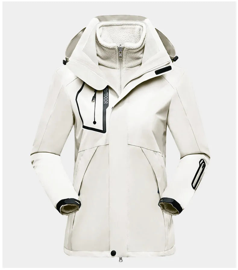 Street-Wave 3-In-1 Outdoor Jacket for Women with Fleece Inner Layer and Windproof Waterproof All-Weather Shell