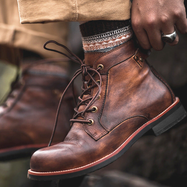 Street-Wave Men's Leather Boots Flexible Comfort For Pain Relief And Back Support All Day