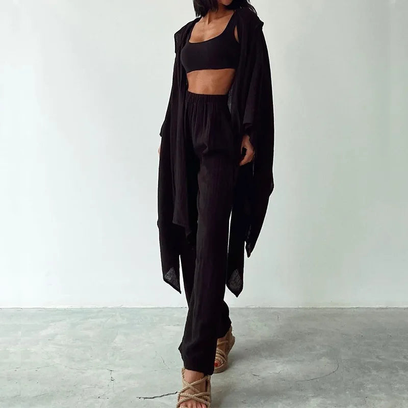 Street-Wave Linen Set For Women Relaxed Fit Vest And Pants Breathable Comfortable Everyday Outfit