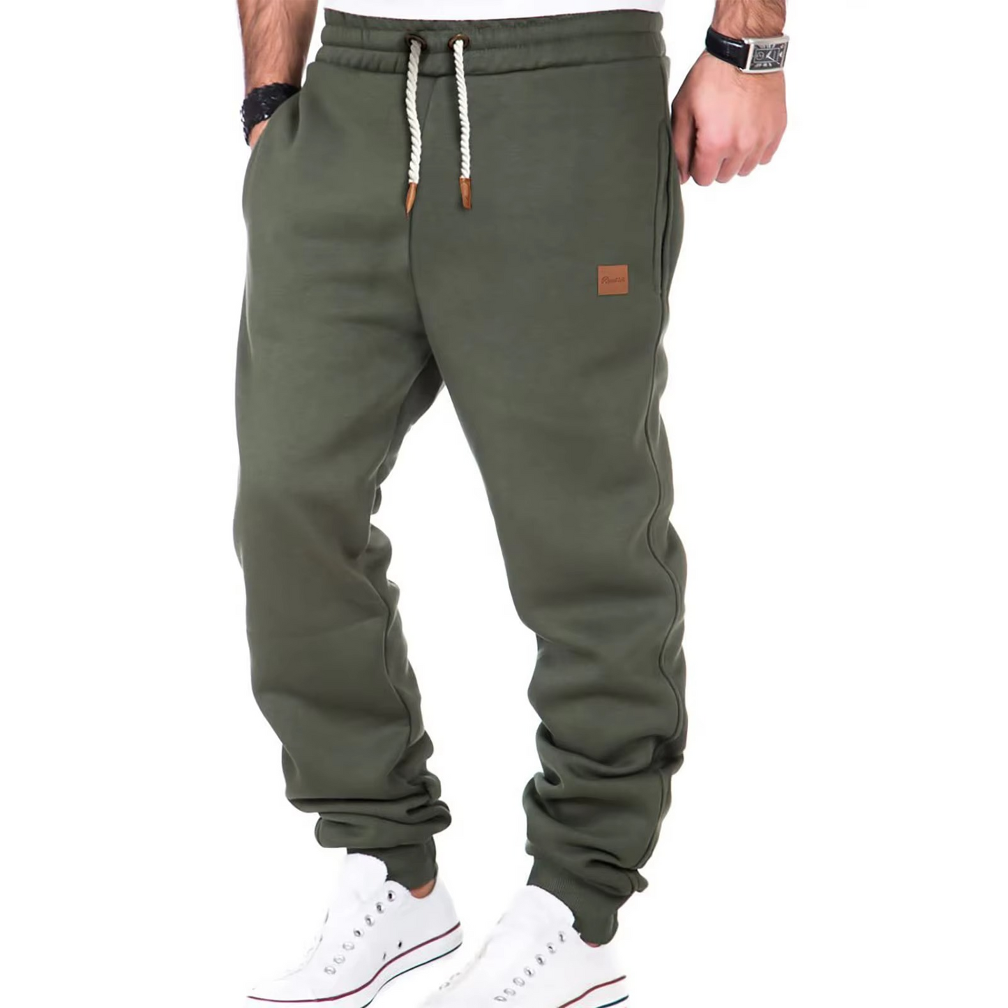 Mens Casual Jogger Pants With Plush Lining And Adjustable Drawstring For All Day Comfort