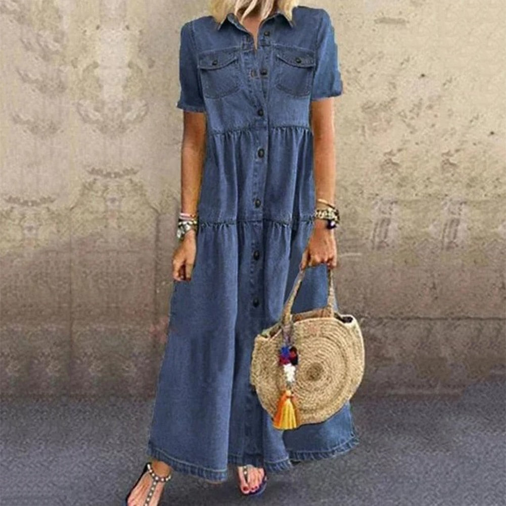 Streetwave Denim Dress For Women With Belly Coverage Premium Comfort All Occasion Style