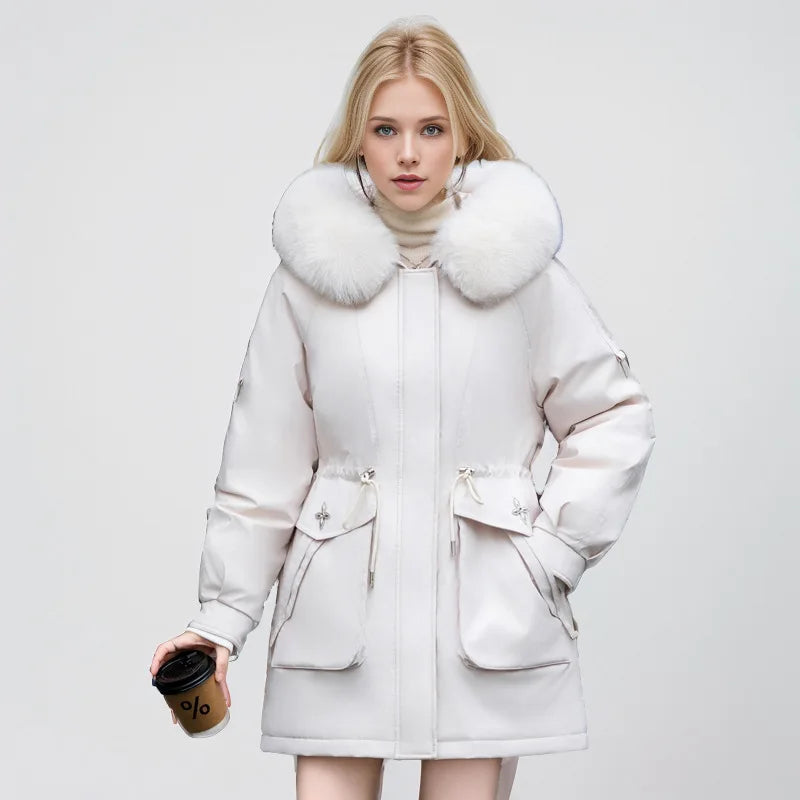 Street Wave Faux Fur Coat With Luxurious Fur Collar For Women Premium Warmth And Style