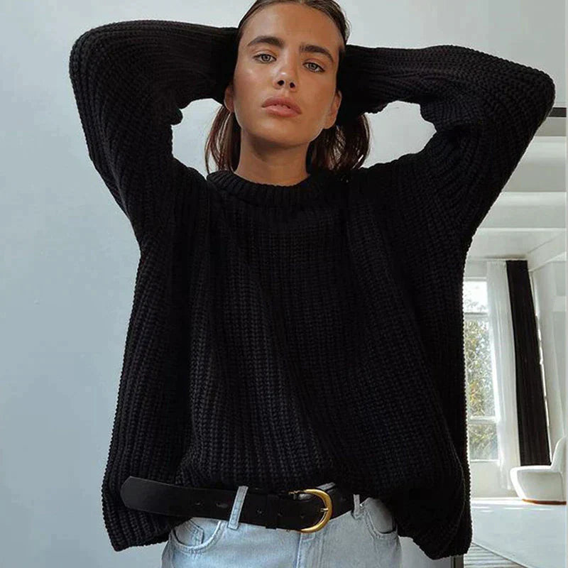 Street-wave Women Oversized Knit Sweater, Cozy Soft Pink Pullover, Premium Materials, Timeless Design