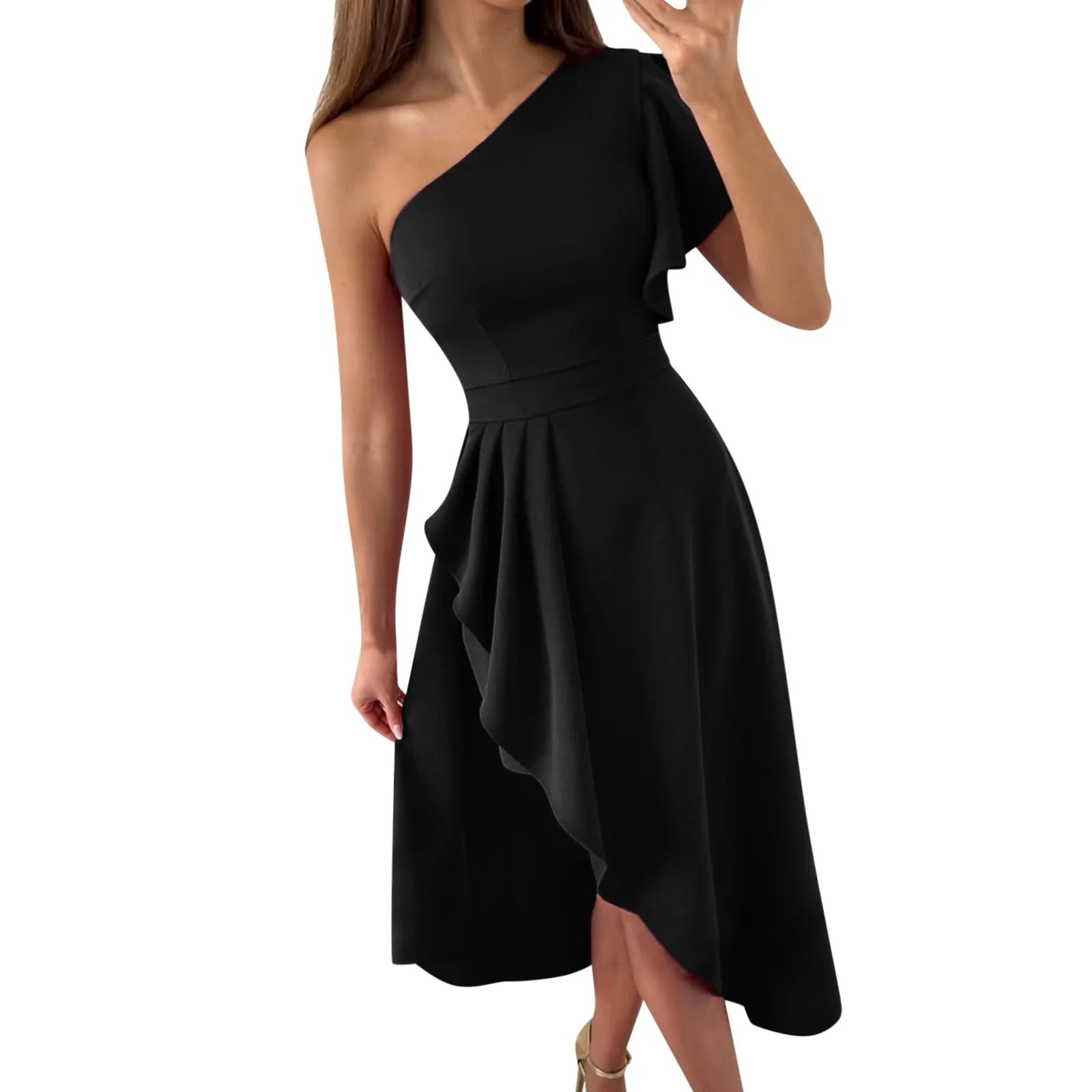 Asymmetric One Shoulder Dress Street Wave Women Party Ready