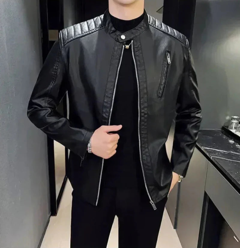 Street-Wave Matteo Urban PU Leather Jacket For Men Slim Fit With Zippered Pockets Lightweight Everyday Coat