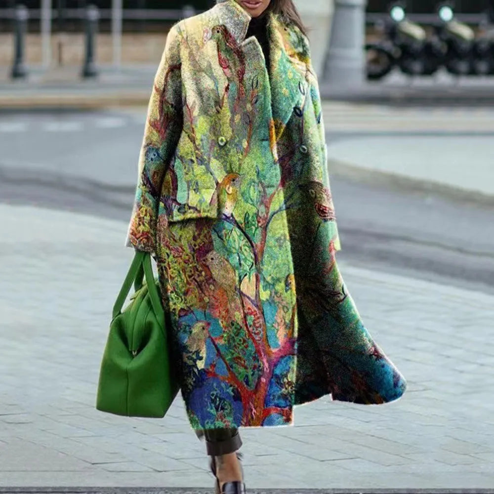 Street-wave Oversized Coat for Women, Color Block Design, Versatile Chic Comfort